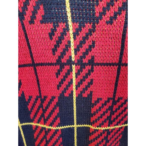 Vintage Tally-Ho Size 1X Red Black & Yellow Plaid Cardigan Sweater - Picture 4 of 6